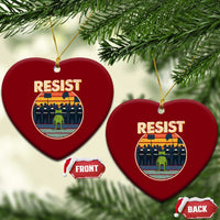 Frog Resist Ceramic Ornament Portland Frog Activist Protest Retro Sunset - Wonder Print Shop