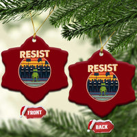 Frog Resist Ceramic Ornament Portland Frog Activist Protest Retro Sunset - Wonder Print Shop