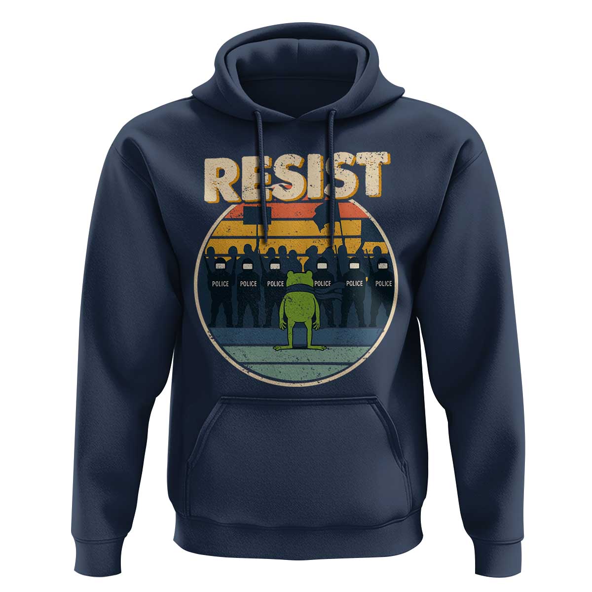 Frog Resist Hoodie Portland Frog Activist Protest Retro Sunset - Wonder Print Shop