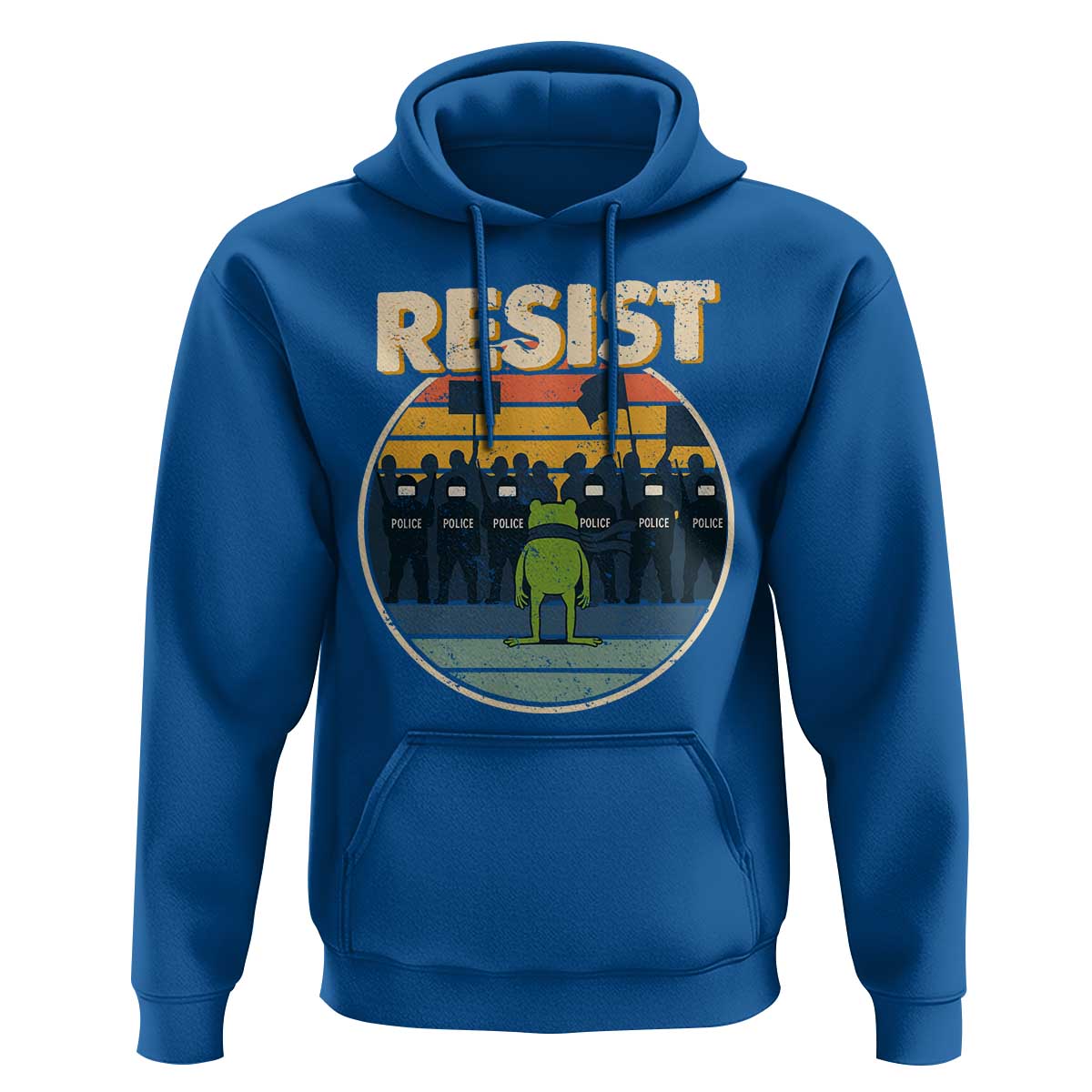 Frog Resist Hoodie Portland Frog Activist Protest Retro Sunset - Wonder Print Shop