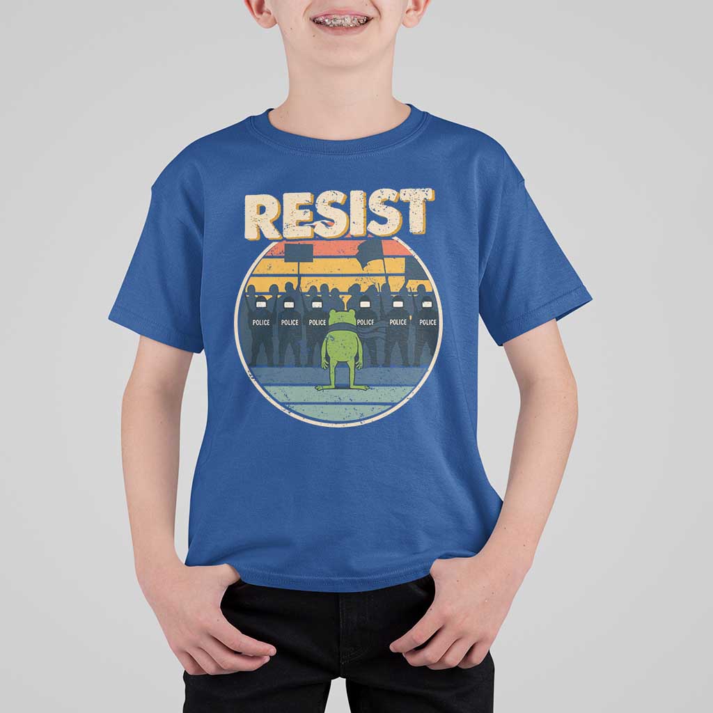 Frog Resist T Shirt For Kid Portland Frog Activist Protest Retro Sunset - Wonder Print Shop