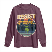 Frog Resist Long Sleeve Shirt Portland Frog Activist Protest Retro Sunset - Wonder Print Shop