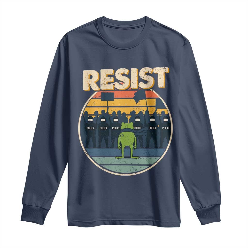 Frog Resist Long Sleeve Shirt Portland Frog Activist Protest Retro Sunset - Wonder Print Shop