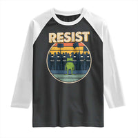 Frog Resist Raglan Shirt Portland Frog Activist Protest Retro Sunset - Wonder Print Shop