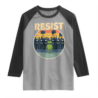 Frog Resist Raglan Shirt Portland Frog Activist Protest Retro Sunset - Wonder Print Shop