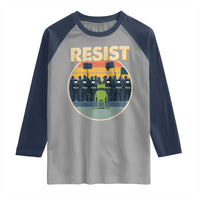 Frog Resist Raglan Shirt Portland Frog Activist Protest Retro Sunset - Wonder Print Shop