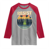 Frog Resist Raglan Shirt Portland Frog Activist Protest Retro Sunset - Wonder Print Shop