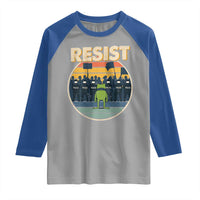 Frog Resist Raglan Shirt Portland Frog Activist Protest Retro Sunset - Wonder Print Shop
