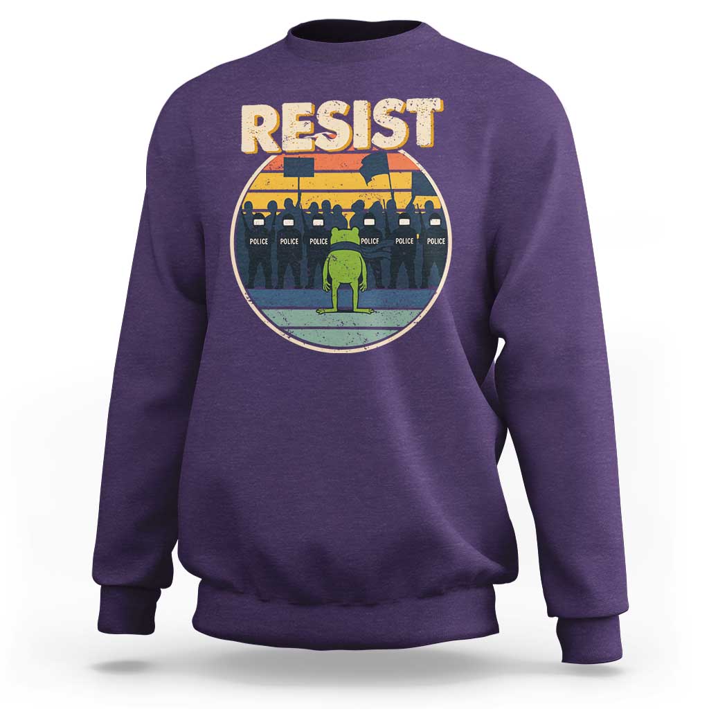 Frog Resist Sweatshirt Portland Frog Activist Protest Retro Sunset - Wonder Print Shop