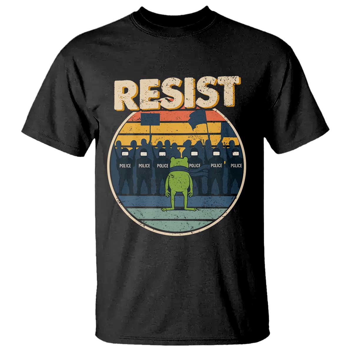 Frog Resist T Shirt Portland Frog Activist Protest Retro Sunset - Wonder Print Shop