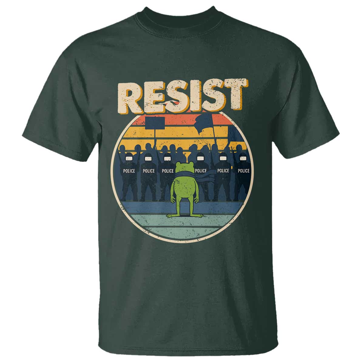 Frog Resist T Shirt Portland Frog Activist Protest Retro Sunset - Wonder Print Shop