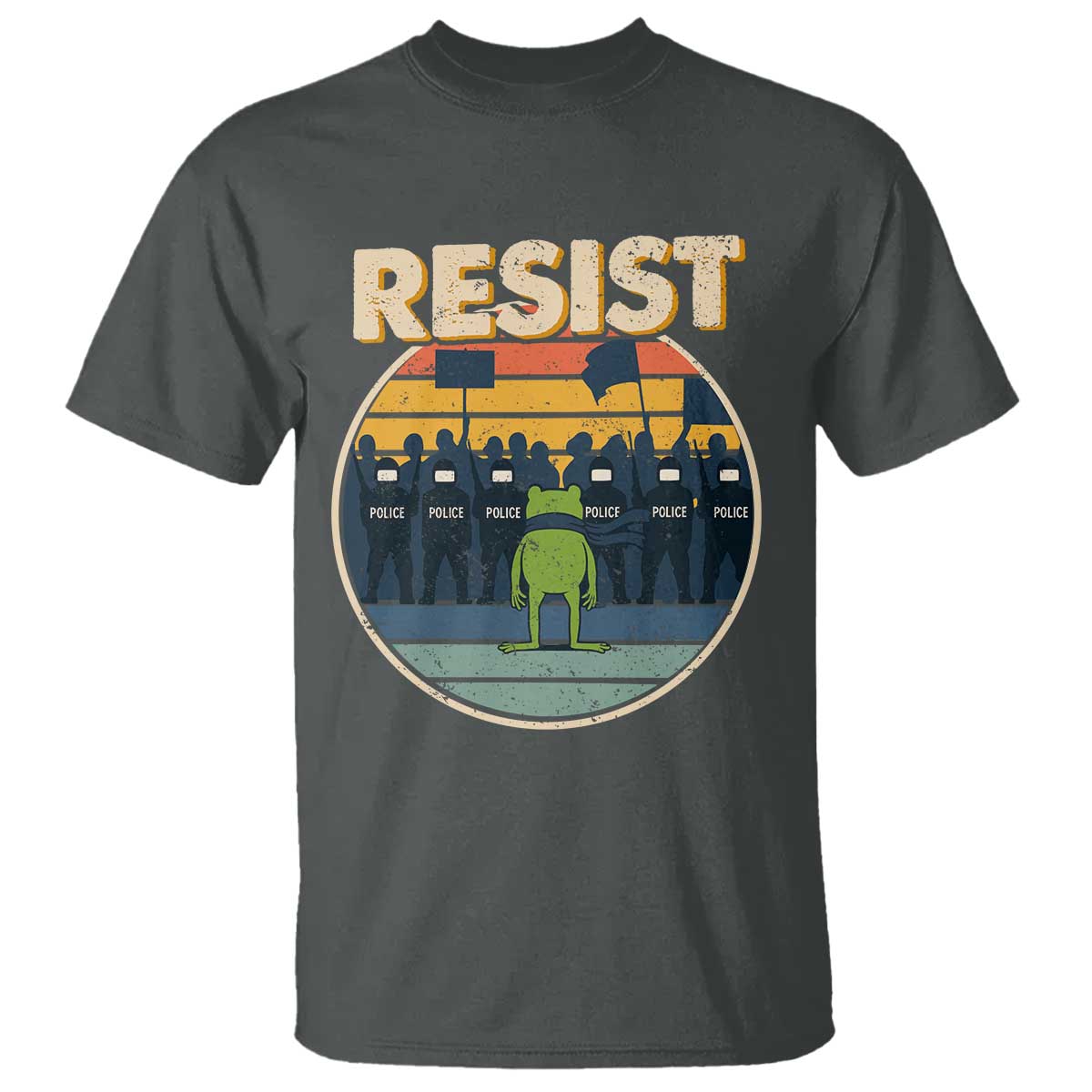 Frog Resist T Shirt Portland Frog Activist Protest Retro Sunset - Wonder Print Shop