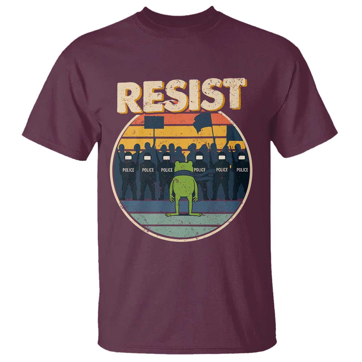 Frog Resist T Shirt Portland Frog Activist Protest Retro Sunset - Wonder Print Shop