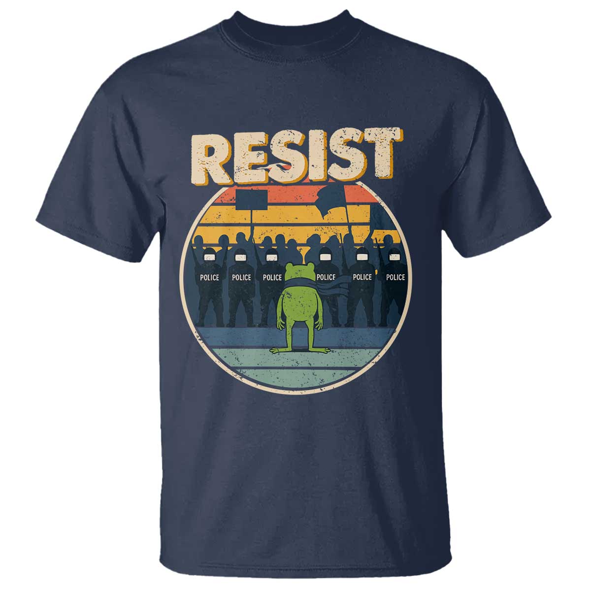 Frog Resist T Shirt Portland Frog Activist Protest Retro Sunset - Wonder Print Shop