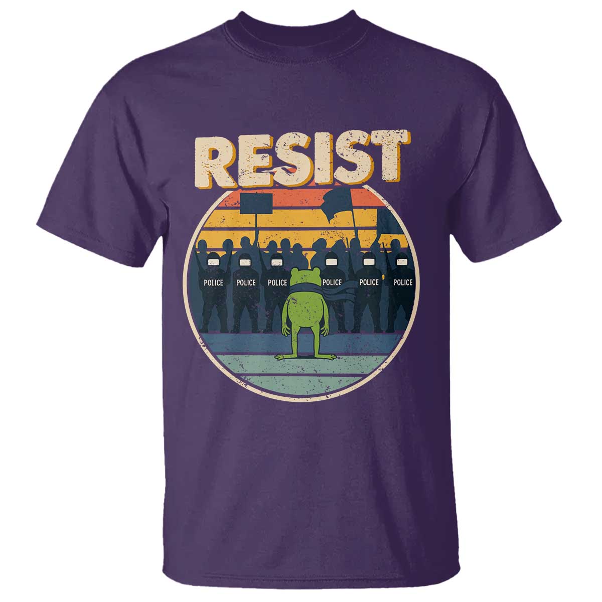 Frog Resist T Shirt Portland Frog Activist Protest Retro Sunset - Wonder Print Shop