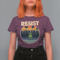 Frog Resist T Shirt For Women Portland Frog Activist Protest Retro Sunset - Wonder Print Shop