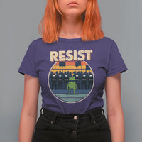 Frog Resist T Shirt For Women Portland Frog Activist Protest Retro Sunset - Wonder Print Shop