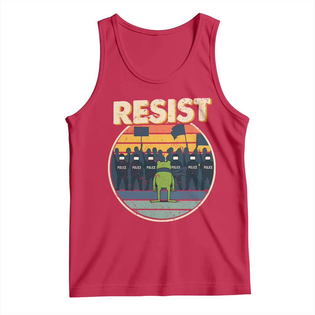 Frog Resist Tank Top Portland Frog Activist Protest Retro Sunset - Wonder Print Shop