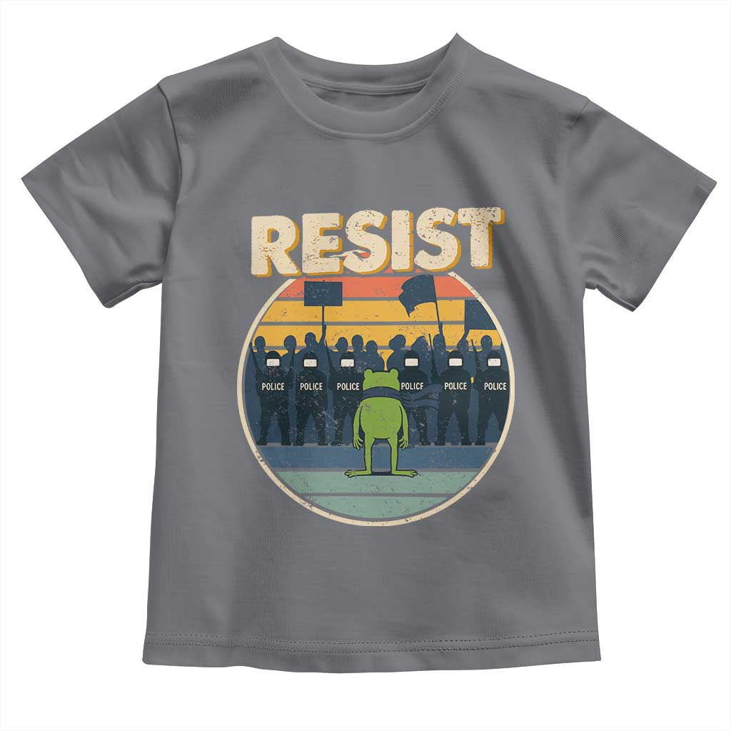 Frog Resist Toddler T Shirt Portland Frog Activist Protest Retro Sunset - Wonder Print Shop