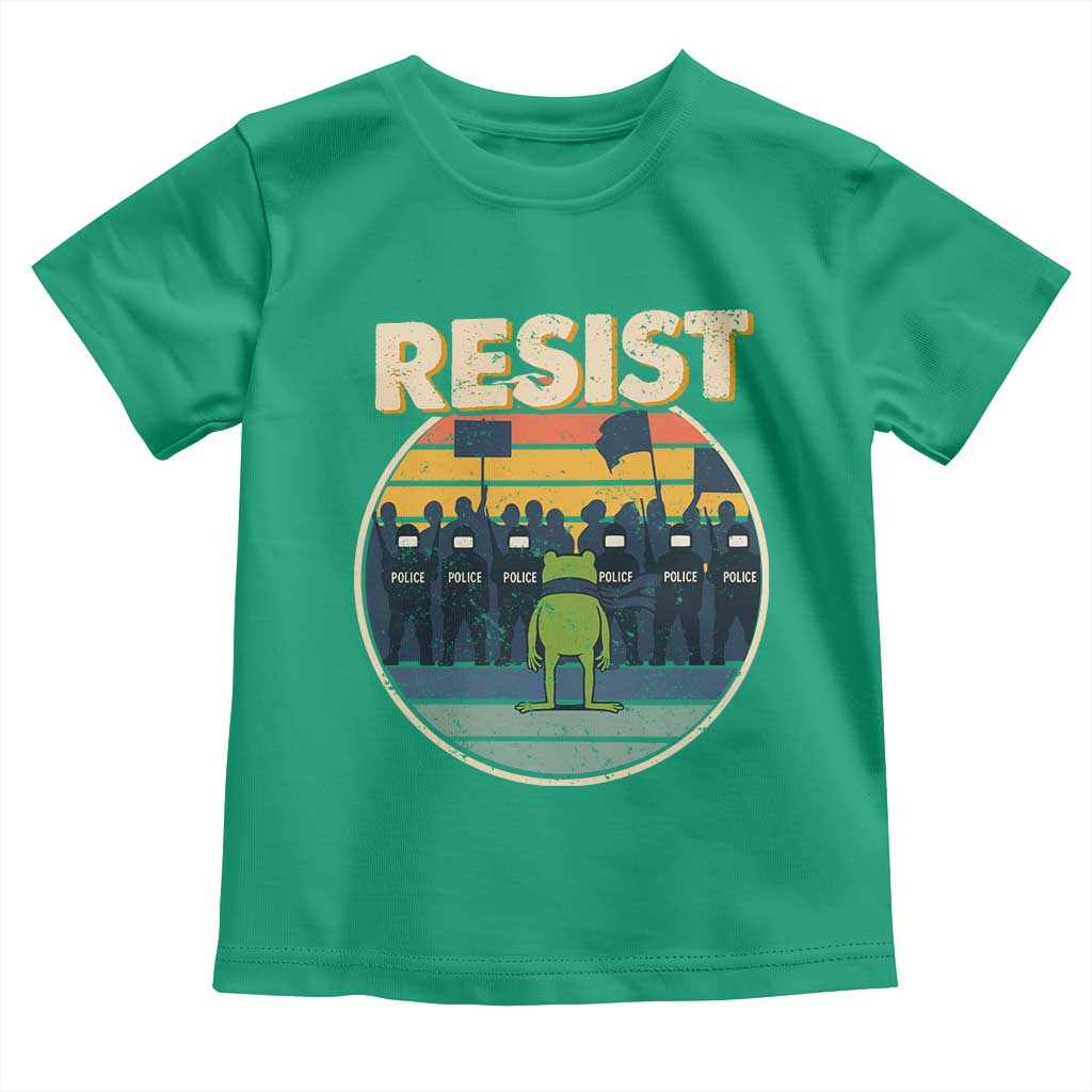 Frog Resist Toddler T Shirt Portland Frog Activist Protest Retro Sunset - Wonder Print Shop