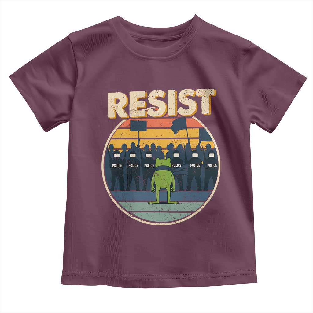 Frog Resist Toddler T Shirt Portland Frog Activist Protest Retro Sunset - Wonder Print Shop