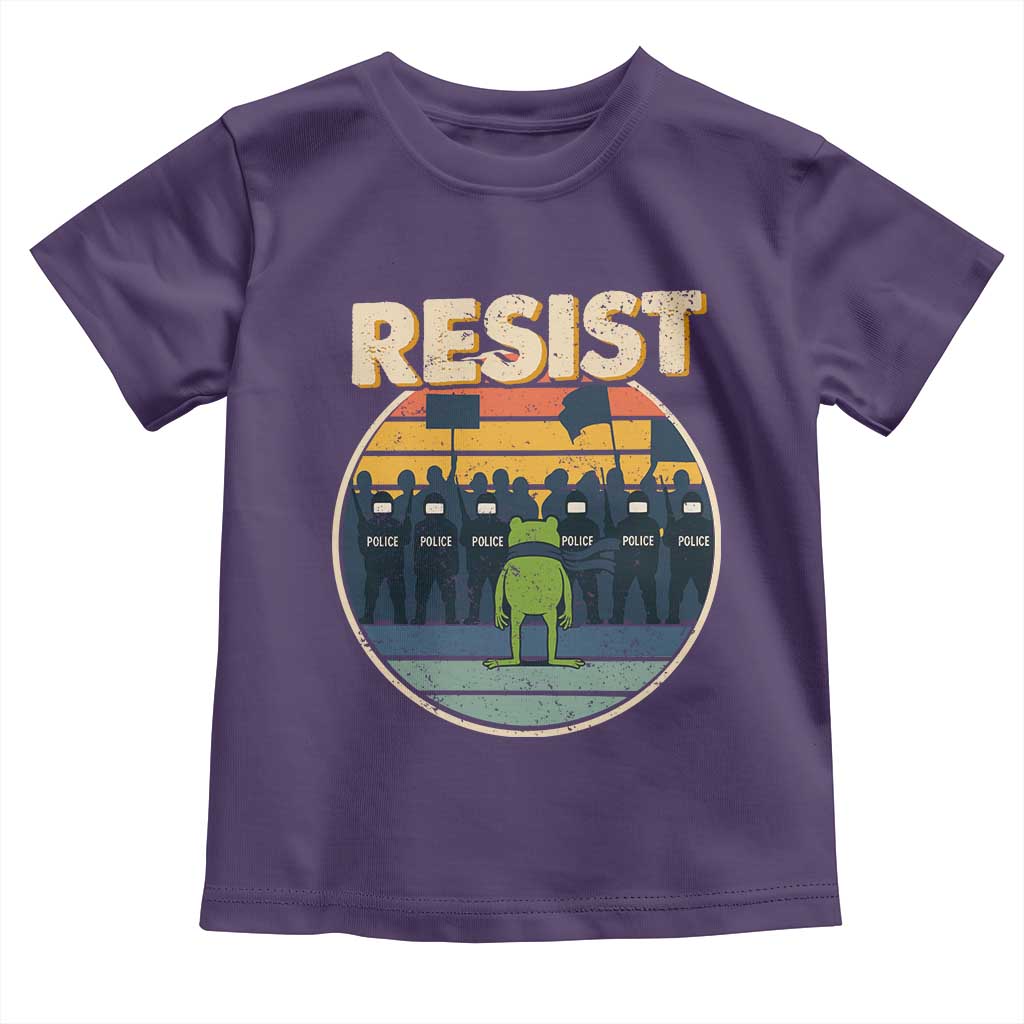 Frog Resist Toddler T Shirt Portland Frog Activist Protest Retro Sunset - Wonder Print Shop
