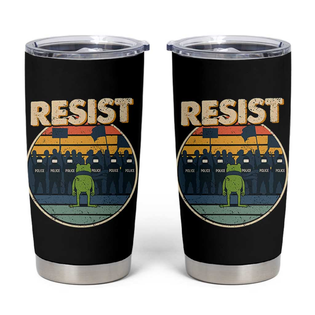 Frog Resist Tumbler Cup Portland Frog Activist Protest Retro Sunset - Wonder Print Shop