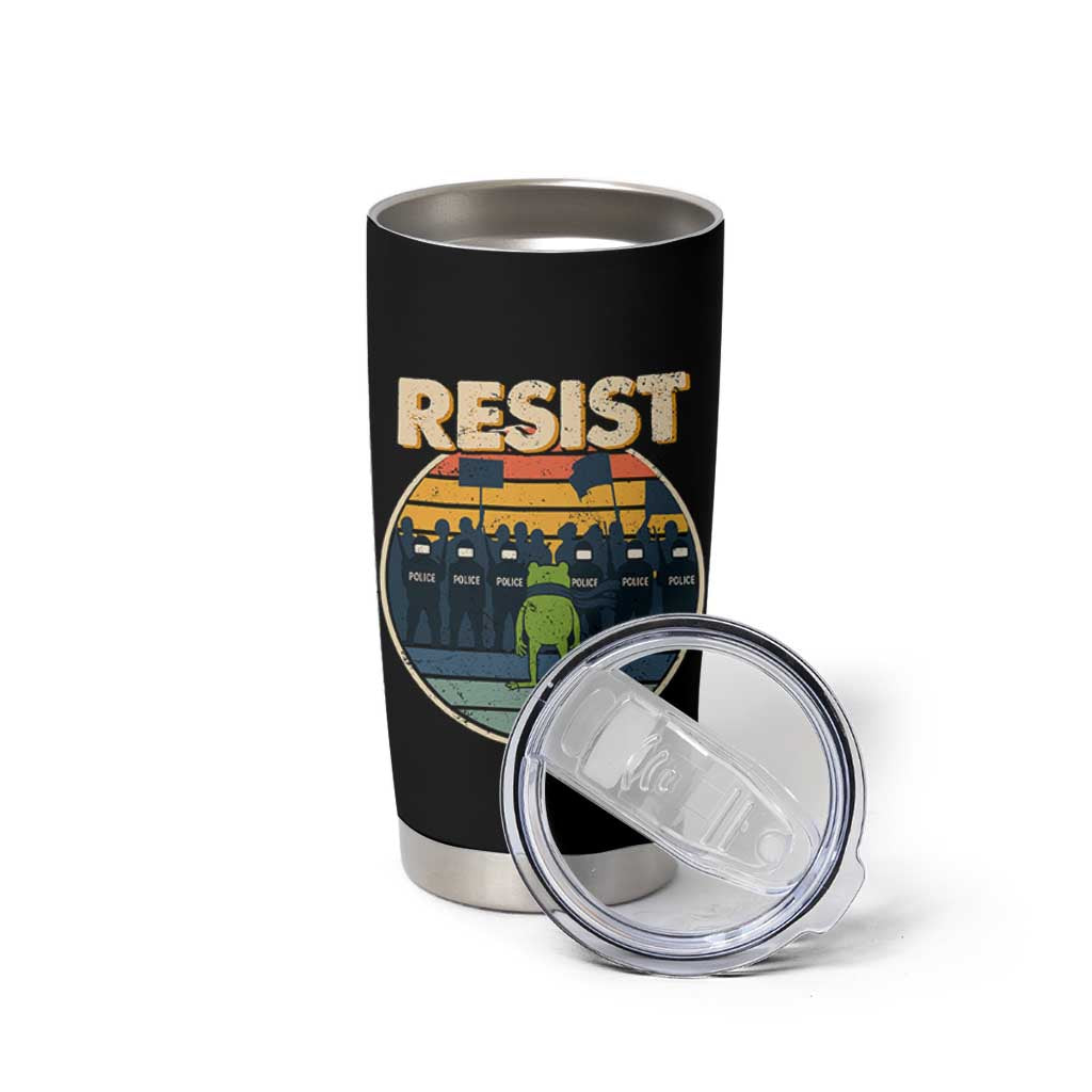Frog Resist Tumbler Cup Portland Frog Activist Protest Retro Sunset - Wonder Print Shop