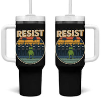 Frog Resist Tumbler With Handle Portland Frog Activist Protest Retro Sunset - Wonder Print Shop