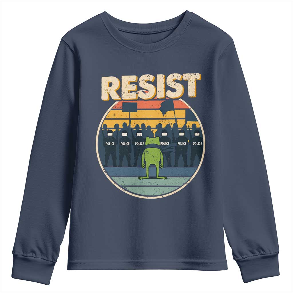 Frog Resist Youth Sweatshirt Portland Frog Activist Protest Retro Sunset - Wonder Print Shop