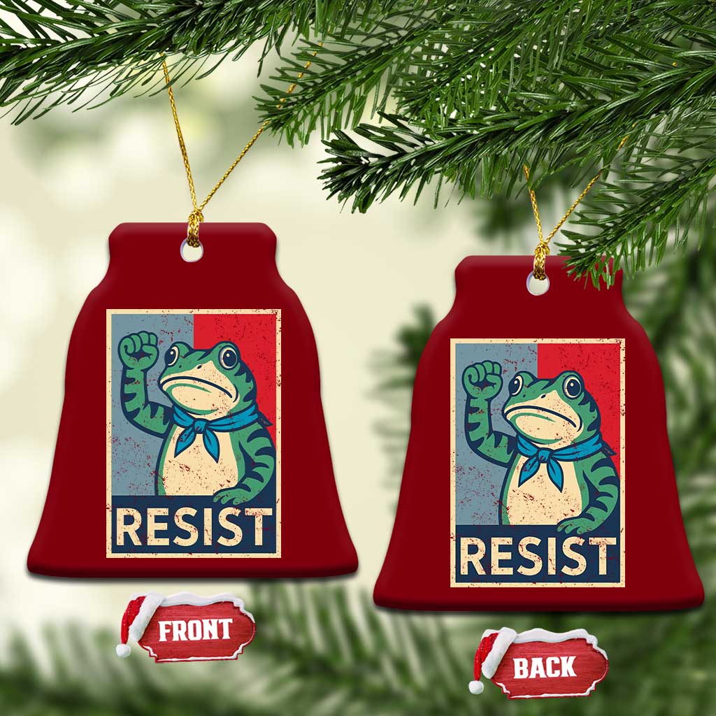 Frog Resist Ceramic Ornament Portland Frog Raised Fist Poster Graphic - Wonder Print Shop