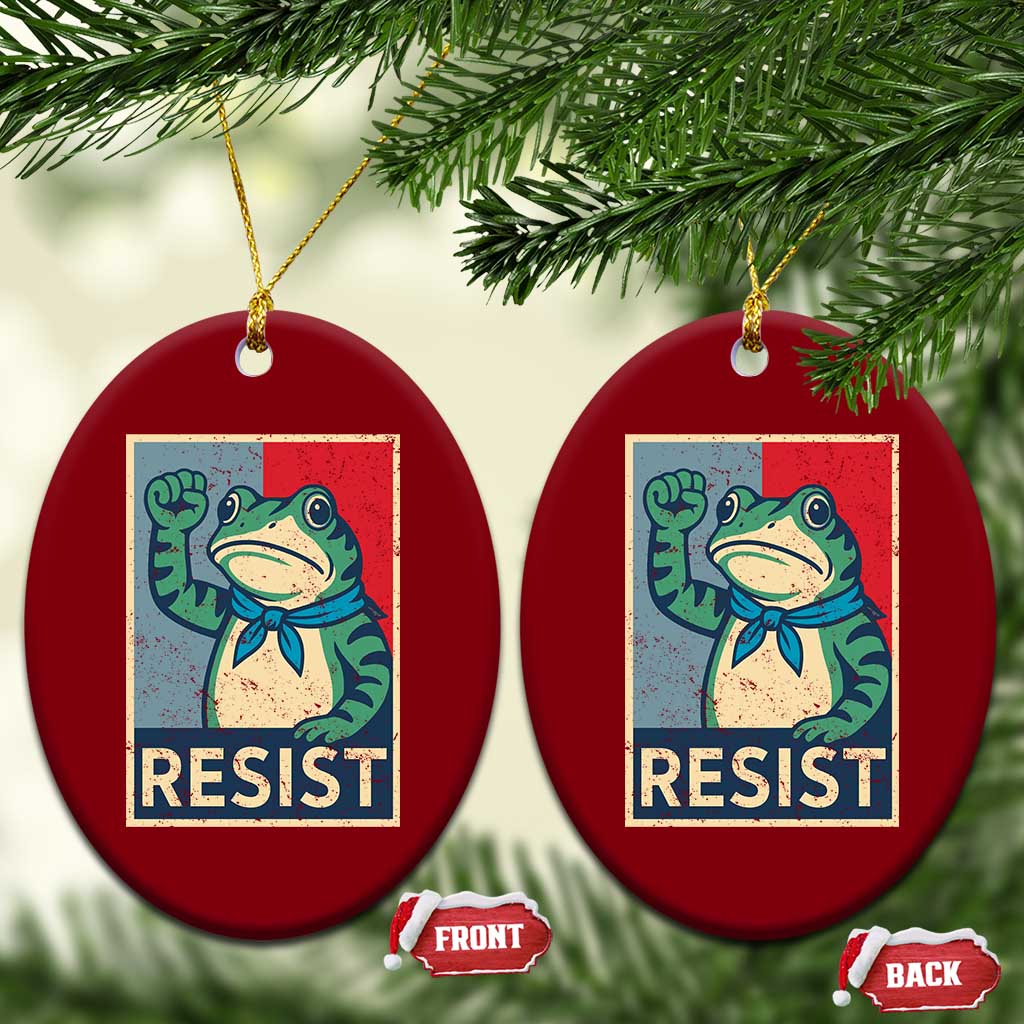 Frog Resist Ceramic Ornament Portland Frog Raised Fist Poster Graphic - Wonder Print Shop