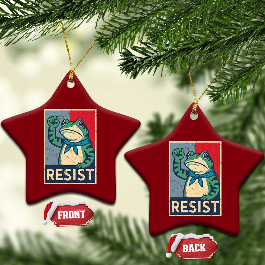 Frog Resist Ceramic Ornament Portland Frog Raised Fist Poster Graphic - Wonder Print Shop