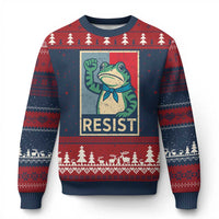 Frog Resist Ugly Christmas Sweater Portland Frog Raised Fist Poster Graphic - Wonder Print Shop