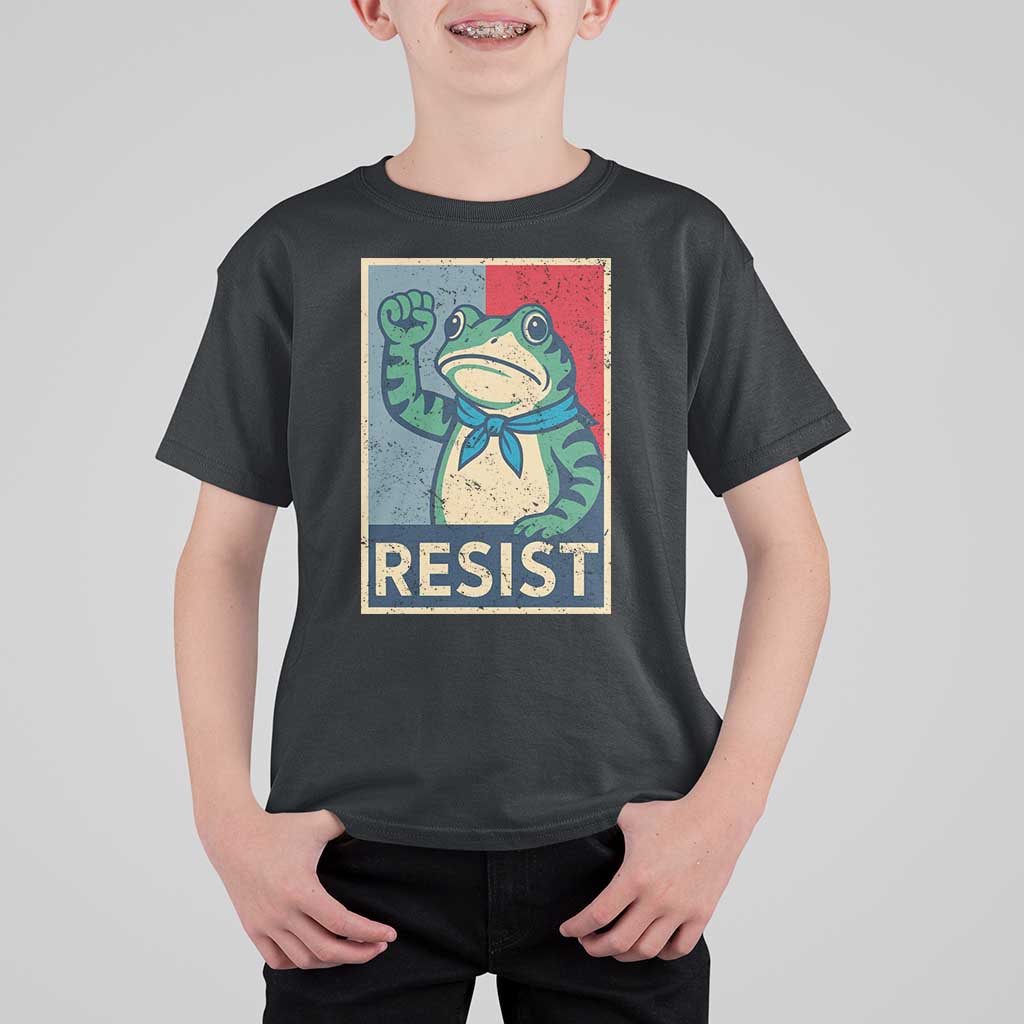 Frog Resist T Shirt For Kid Portland Frog Raised Fist Poster Graphic - Wonder Print Shop