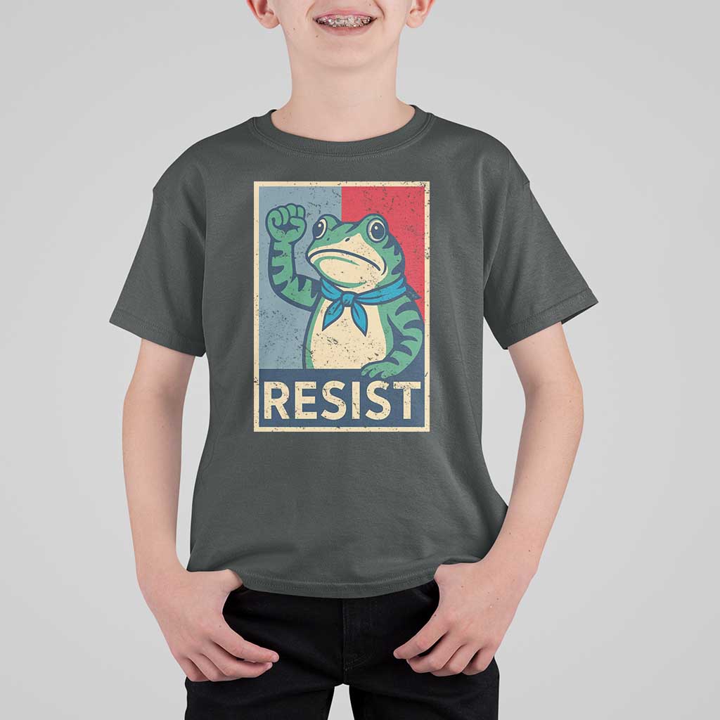 Frog Resist T Shirt For Kid Portland Frog Raised Fist Poster Graphic - Wonder Print Shop