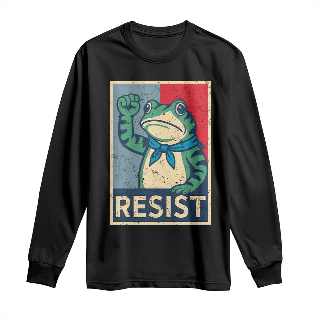 Frog Resist Long Sleeve Shirt Portland Frog Raised Fist Poster Graphic - Wonder Print Shop