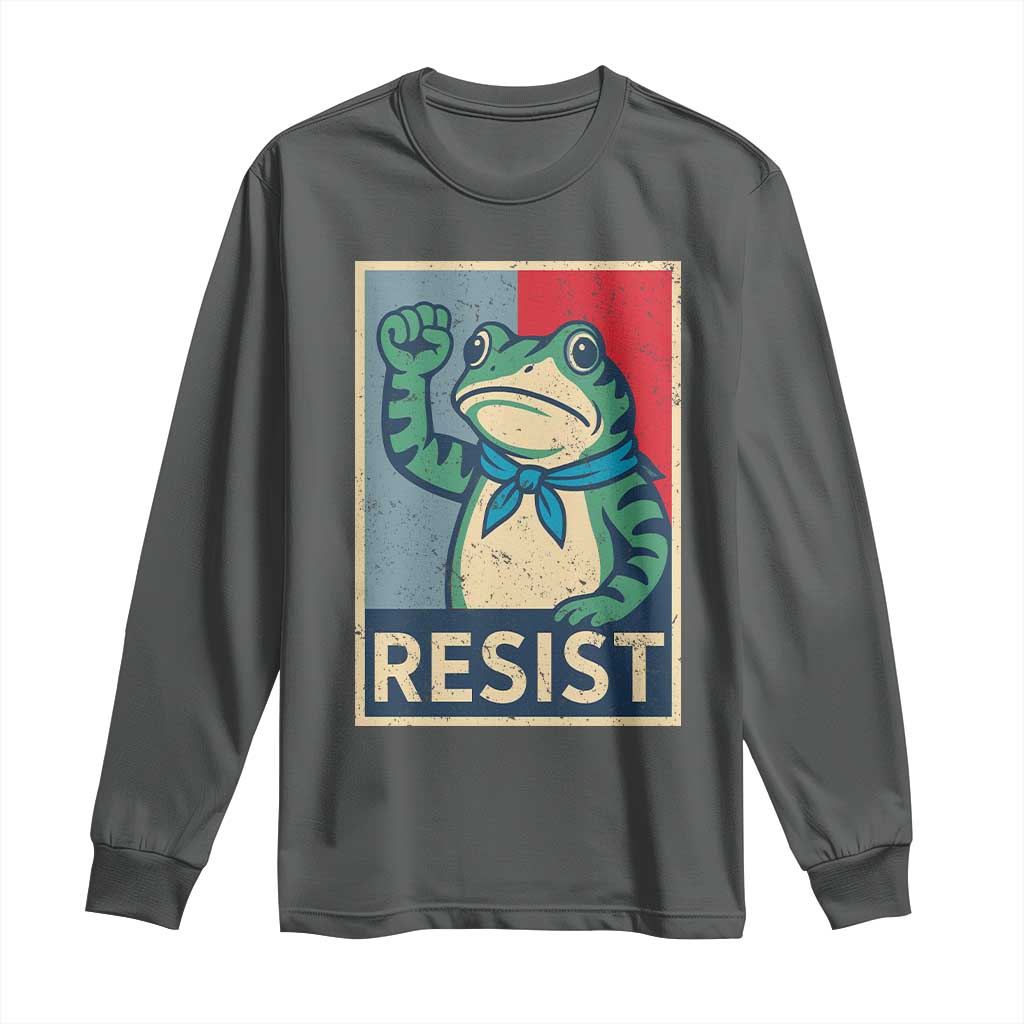 Frog Resist Long Sleeve Shirt Portland Frog Raised Fist Poster Graphic - Wonder Print Shop