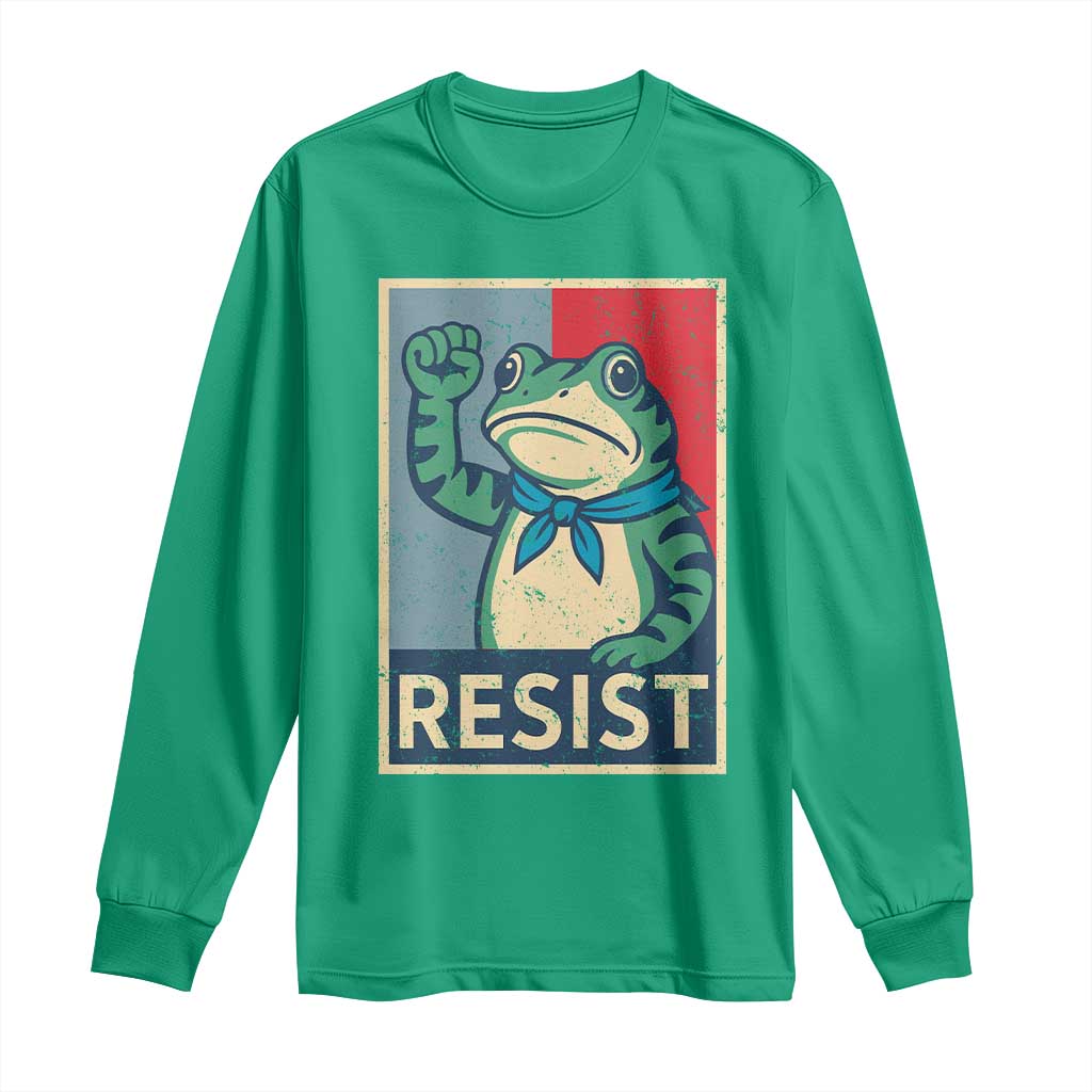 Frog Resist Long Sleeve Shirt Portland Frog Raised Fist Poster Graphic - Wonder Print Shop