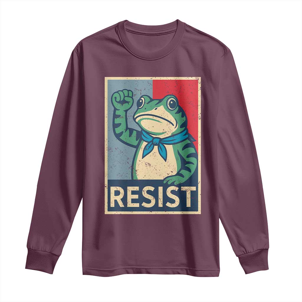 Frog Resist Long Sleeve Shirt Portland Frog Raised Fist Poster Graphic - Wonder Print Shop