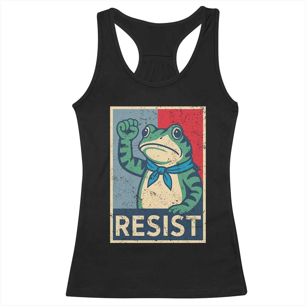 Frog Resist Racerback Tank Top Portland Frog Raised Fist Poster Graphic - Wonder Print Shop