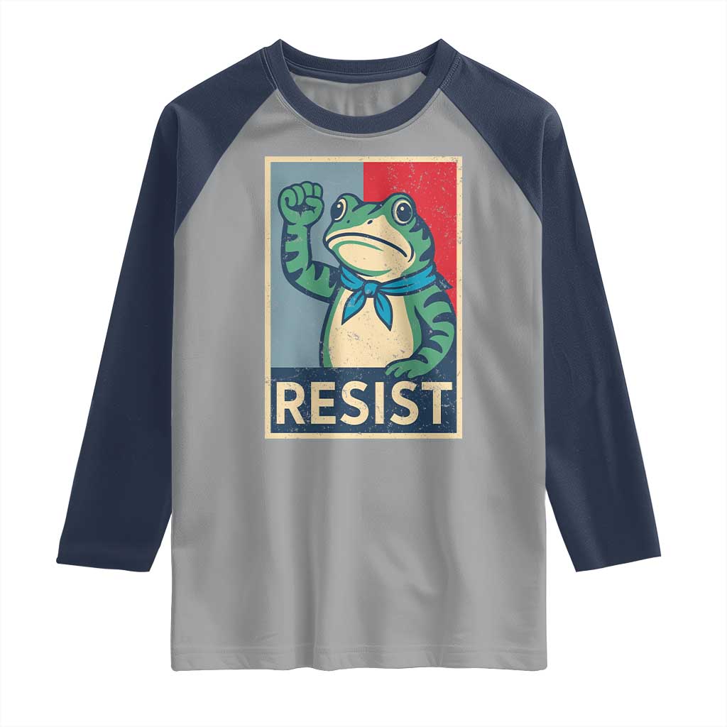 Frog Resist Raglan Shirt Portland Frog Raised Fist Poster Graphic - Wonder Print Shop