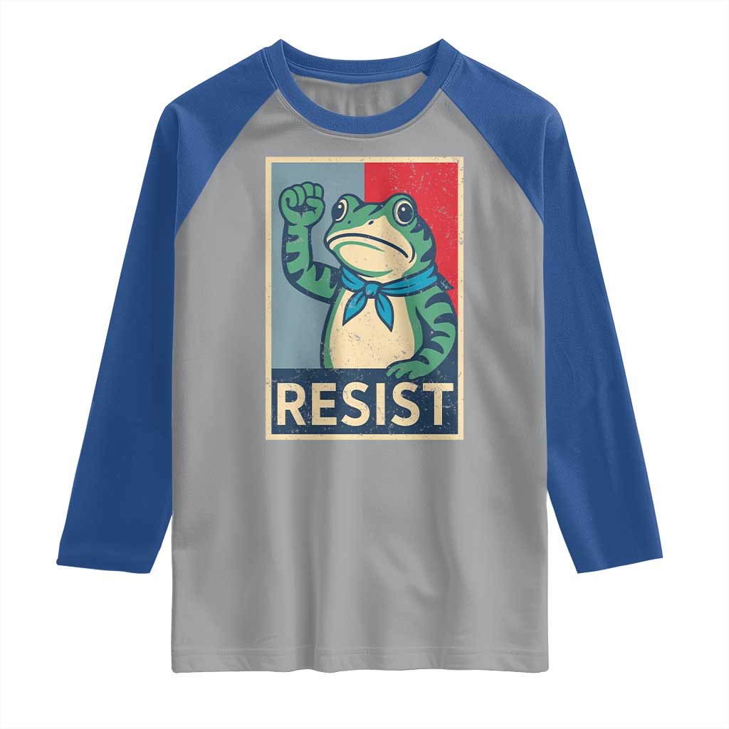 Frog Resist Raglan Shirt Portland Frog Raised Fist Poster Graphic - Wonder Print Shop