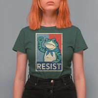 Frog Resist T Shirt For Women Portland Frog Raised Fist Poster Graphic - Wonder Print Shop