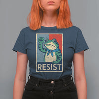 Frog Resist T Shirt For Women Portland Frog Raised Fist Poster Graphic - Wonder Print Shop