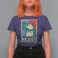 Frog Resist T Shirt For Women Portland Frog Raised Fist Poster Graphic - Wonder Print Shop
