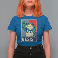 Frog Resist T Shirt For Women Portland Frog Raised Fist Poster Graphic - Wonder Print Shop