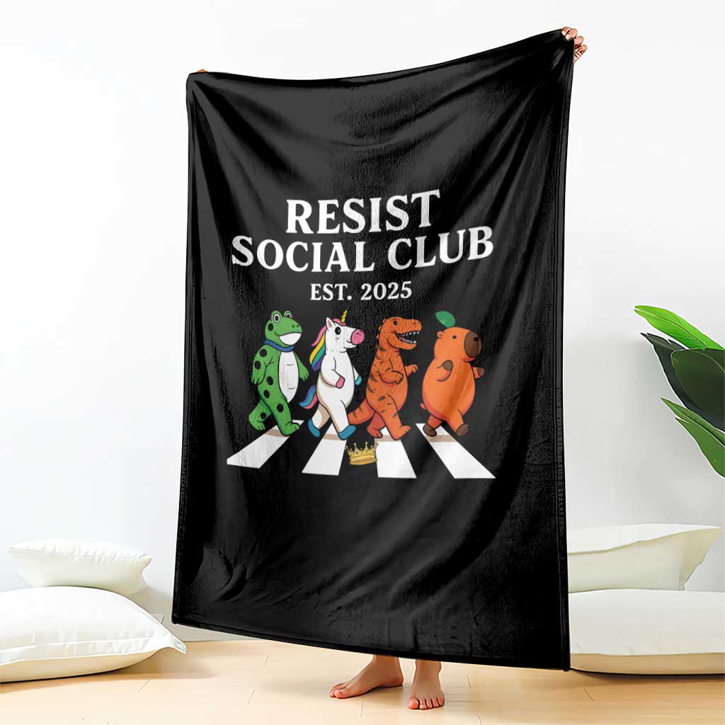 Resist Social Club 2025 Throw Blanket Portland Frog Animals Mascot Walking - Wonder Print Shop