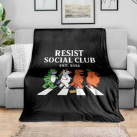 Resist Social Club 2025 Throw Blanket Portland Frog Animals Mascot Walking - Wonder Print Shop