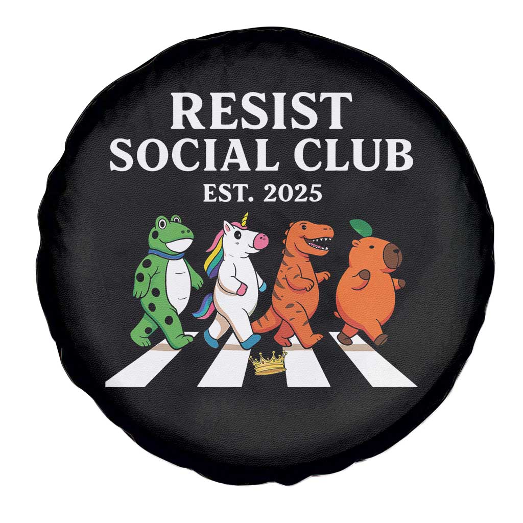 Resist Social Club 2025 Spare Tire Cover Portland Frog Animals Mascot Walking - Wonder Print Shop